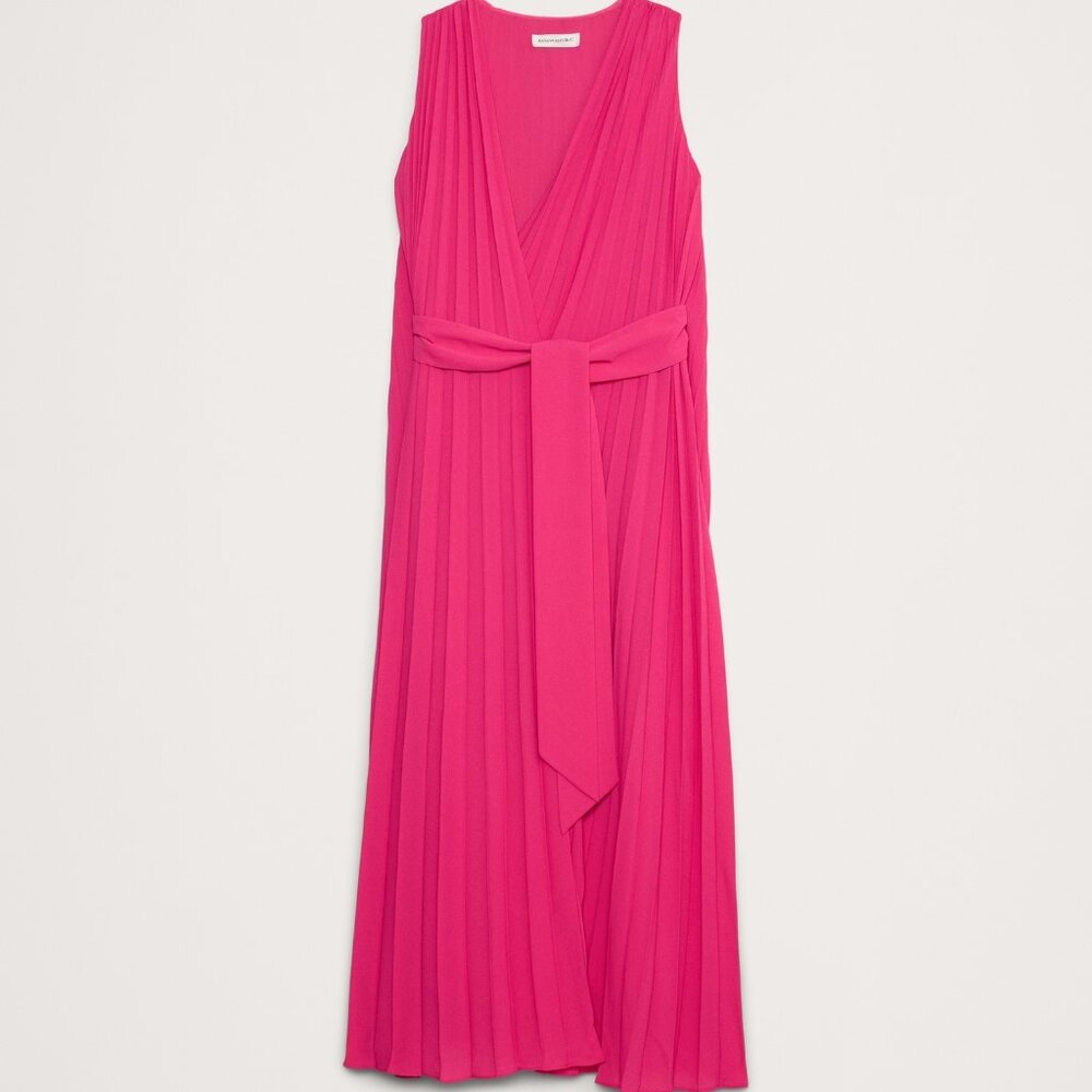 Banana Republic Pleated Cape Maxi Dress – Size 4 – Taupe/Neutral